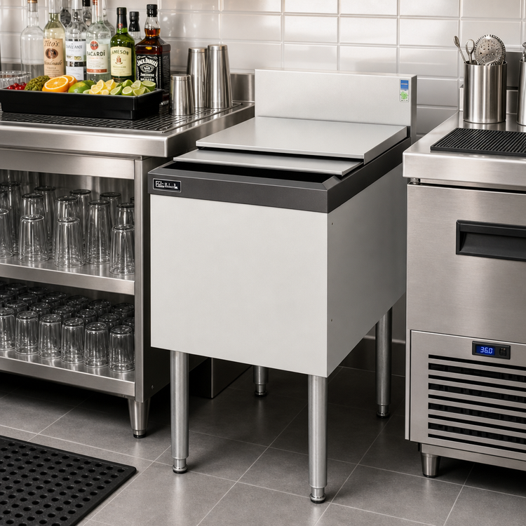 Product image #2 for Top Shelf TSF Series Full-Depth Freestanding Underbar Ice Bin/Cocktail Unit with 10-Circuit Cold Plate, 18 Inch W x 24 Inch D
