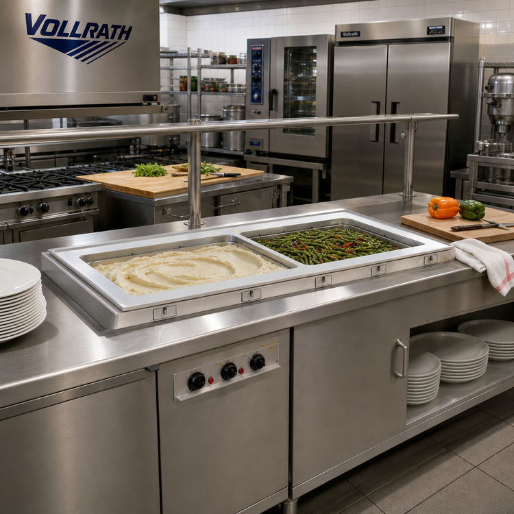 Product image #2 for Vollrath Short Side 2-Pan Drop-In Hot Well with Thermostatic Controls, Auto-Fill and Manifold Drain