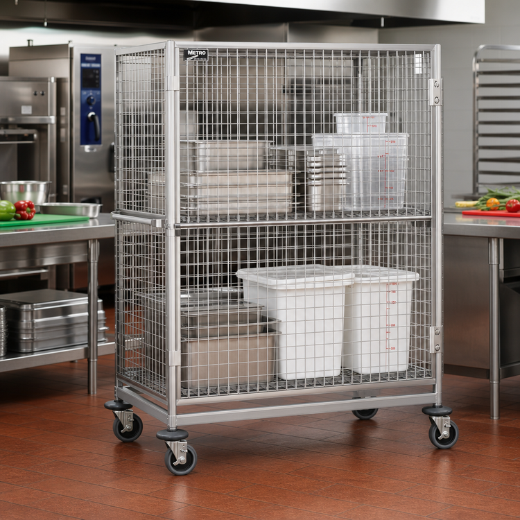 Product image #2 for Metro Super Erecta Standard Duty Mobile Security Cage, Stainless Steel Finish, 40-3/4 x 33-1/2 x 62 Inches