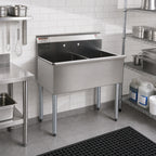 Thumbnail image #2 for Eagle Group 1836-2-16/3 Two-Compartment Utility Sink, 37-3/8 in. W x 22 in. D, 16 Gauge 304 Stainless Steel, 8 in. Backsplash