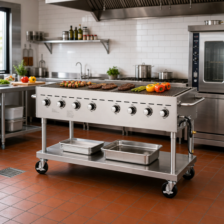 Product image #2 for Comstock-Castle Outdoor Propane Charbroiler, 61-Inch Wide, Stainless Steel, 120,000 BTU