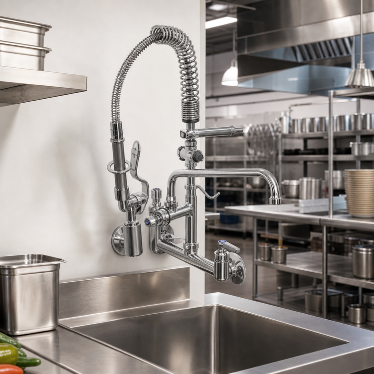 Product image #2 for T&S Brass EasyInstall Mini Wall-Mount Pre-Rinse Unit with 12-Inch Swivel Add-On Nozzle, 8-Inch Centers