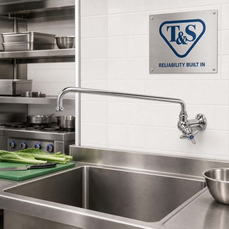 Product image #2 for T&S Brass Single Wall-Mounted Sink and Pantry Faucet with 18-Inch Swing Nozzle