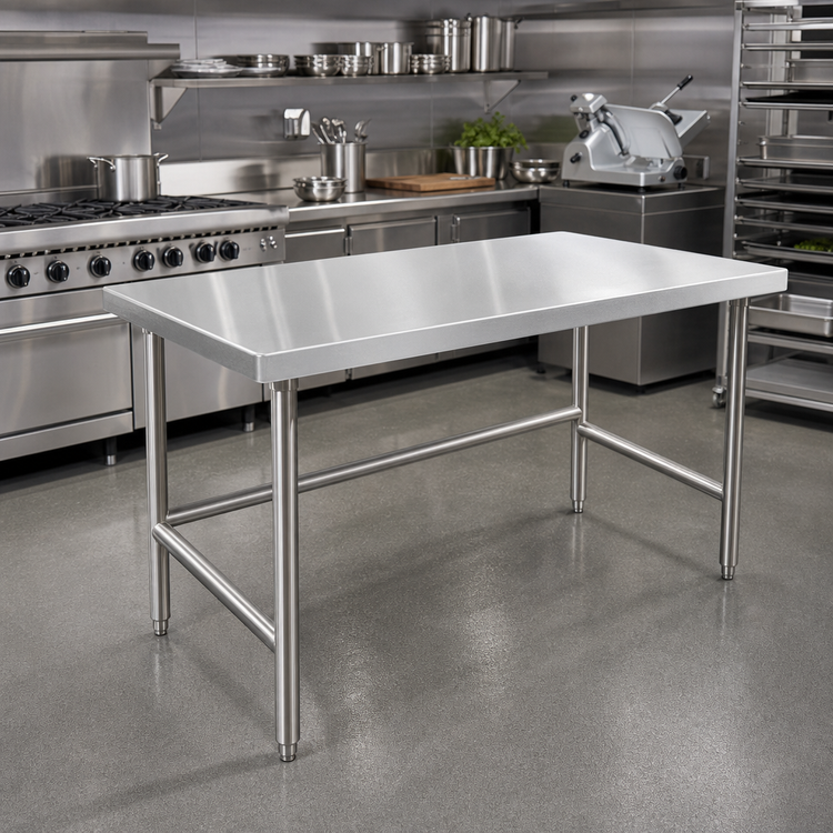 Product image #2 for Advance Tabco 48" x 30" 14-Gauge 304 Stainless Steel Flat Top Work Table with Open Base