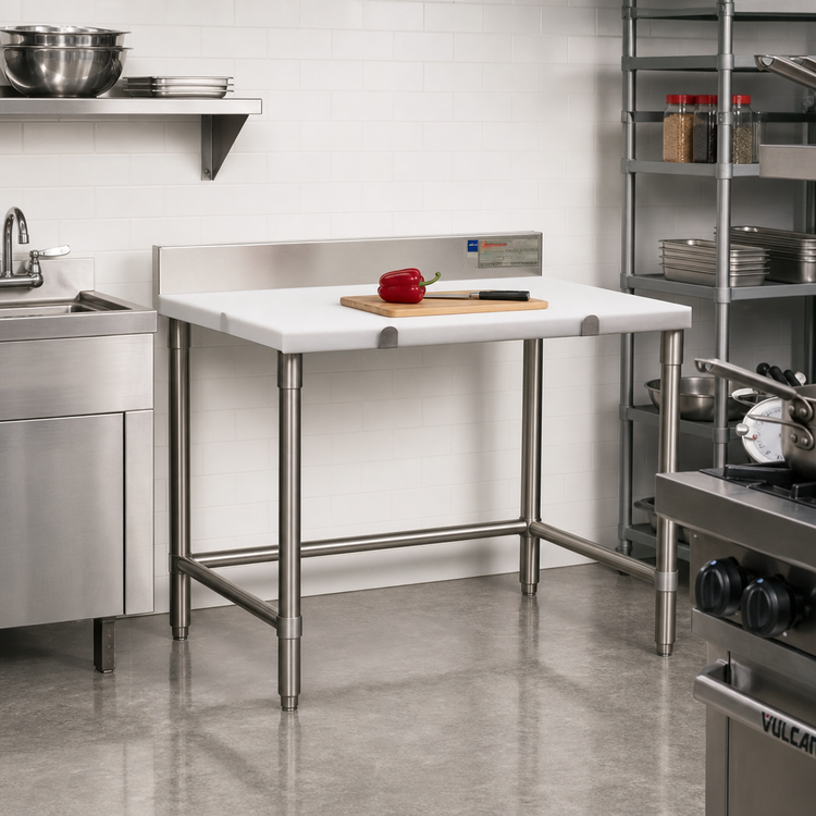 Product image #2 for Eagle Group 36 Inch x 24 Inch Poly Top Cutting Table with 4-1/2 Inch Stainless Steel Backsplash
