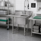 Thumbnail image #2 for Klinger's Trading HDS1DL 36-1/2-Inch One-Compartment 16-Gauge Stainless Steel Sink with 18-Inch Left Drainboard