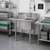 Thumbnail image #2 for Klinger's Trading Heavy Duty One-Compartment 16-Gauge 304 Stainless Steel Sink with 18-Inch Left Drainboard