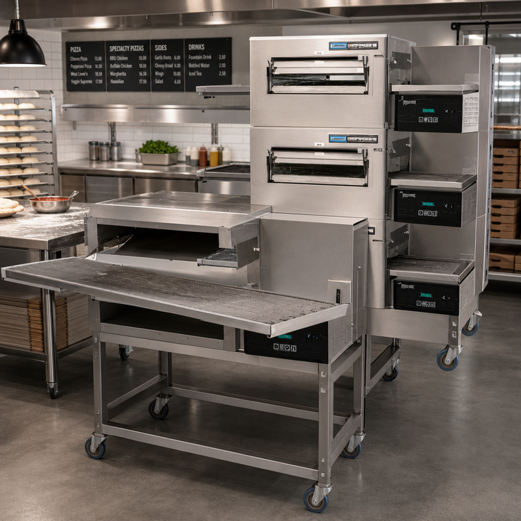 Product image #2 for Lincoln Impinger II Triple-Stack Gas Conveyor Pizza Oven Package with easyTouch Controls