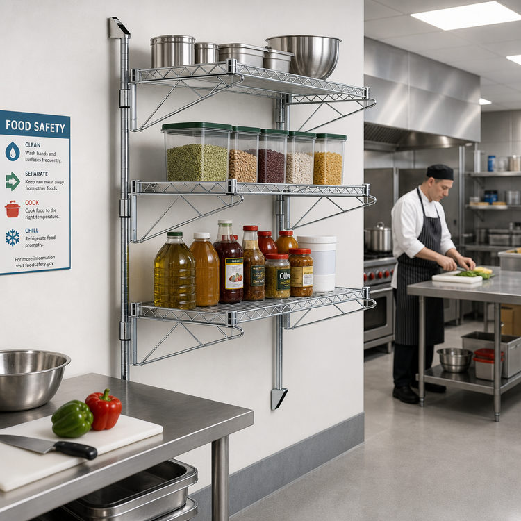 Product image #2 for Quantum Wall-Mounted Cantilever Shelving Starter Unit, Chrome-Plated