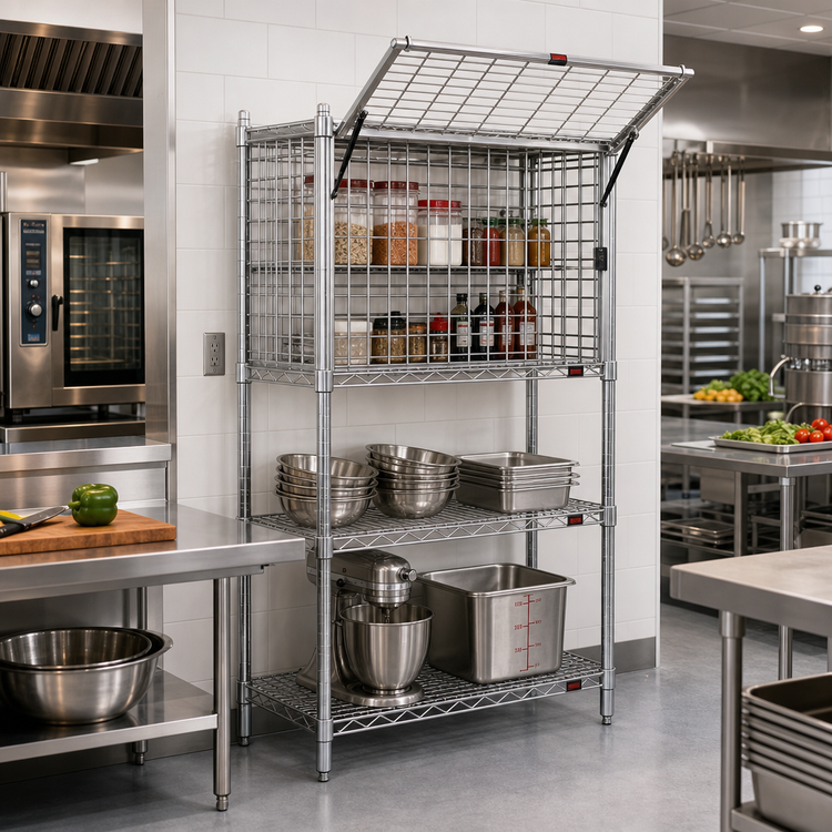 Product image #2 for EagleGard 48 Inch W x 24 Inch D Security Enclosure Kit for Shelving with Flip-Up Door