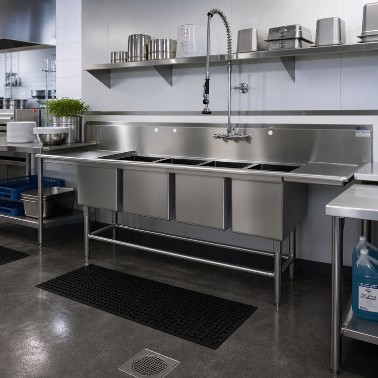 Product image #2 for Spec-Master FN2080-4-14/3 Four-Compartment Stainless Steel Commercial Sink