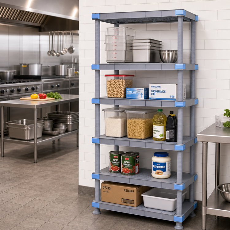 Product image #2 for Quantum Millenia 30 Inch Wide x 18 Inch Deep x 62 Inch High Stationary Starter Polymer Shelving Unit with 5 Solid Shelves