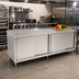 Thumbnail image #2 for John Boos Enclosed Work Table with Sliding Doors, 132 x 36 Inches, 16-Gauge 300-Series Stainless Steel Top