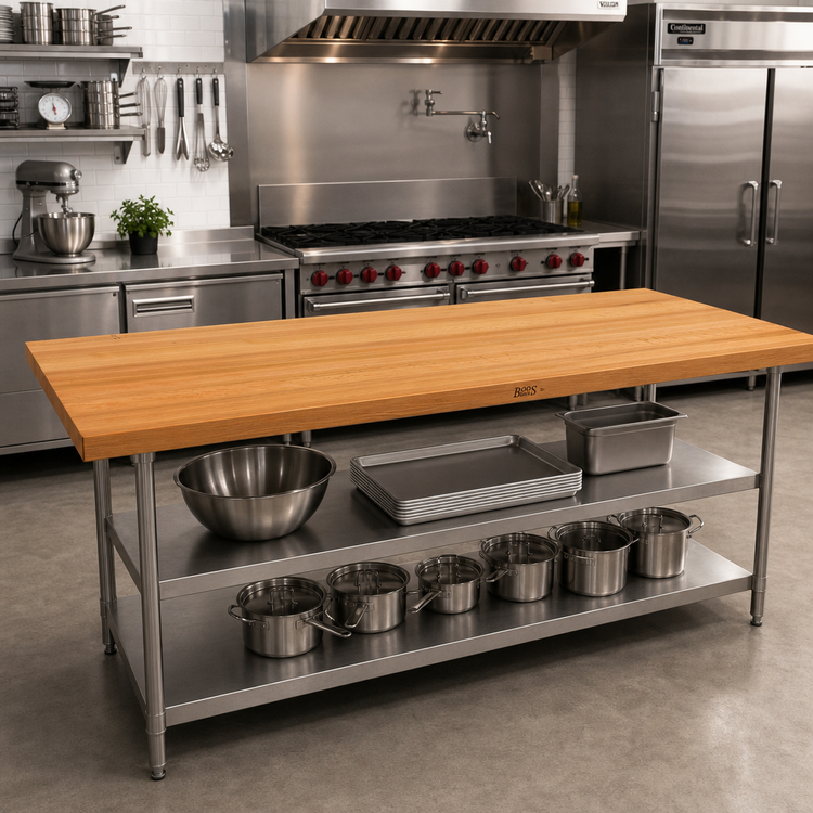 Product image #2 for John Boos Appalachian Red Oak Edge Grain Island Countertop, 84 x 38 x 1-1/2-Inch Thick, Penetrating Oil Finish