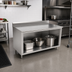 Thumbnail image #2 for John Boos Open Front Cabinet Base Work Table with 14-Gauge 300 Series Stainless Steel Top, 48 x 36 Inches, 5-Inch Backsplash