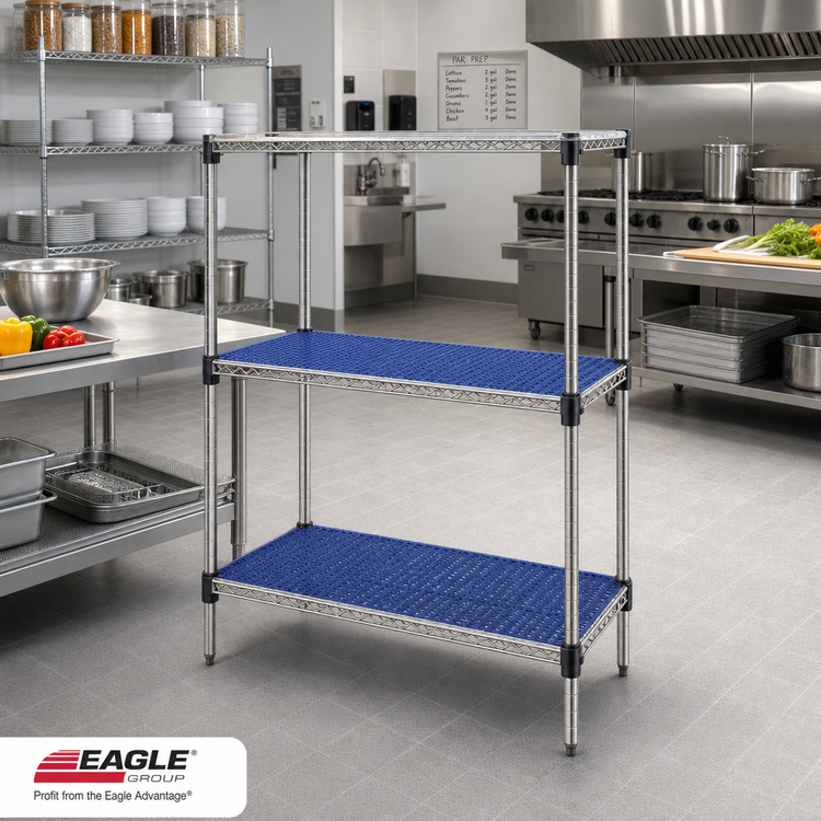 Product image #2 for Eagle Group QuadPlus Solid Polymer Shelf Mat with Quad-Adjust Frame, 42 x 24 Inches, Blue