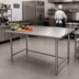 Thumbnail image #2 for Advance Tabco 60-Inch x 36-Inch 16-Gauge 430 Stainless Steel Open Base Work Table with 1-1/2-Inch Rear Up-Turn