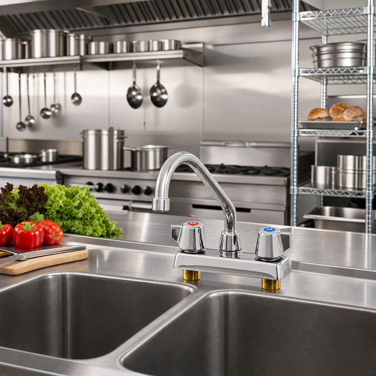 Product image #2 for Deck-Mount Manual Faucet with 8-Inch Swing Spout, 4-Inch Centers, Low Lead