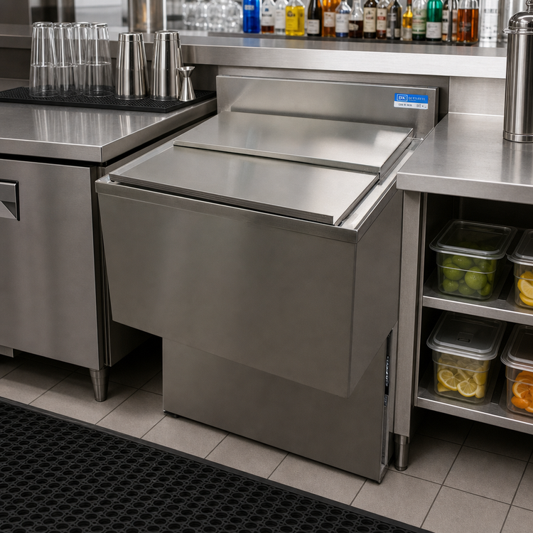 Product image #2 for BK Resources 30-Inch Underbar Insulated Ice Bin with 8-Circuit Cold Plate, 97 lb Capacity