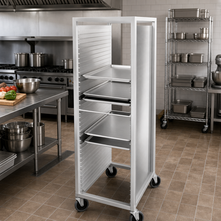 Product image #2 for Channel Manufacturing Semi-Enclosed Aluminum Bun Pan Rack, End-Load, 40-Pan Capacity, 21 x 26 x 70 Inches