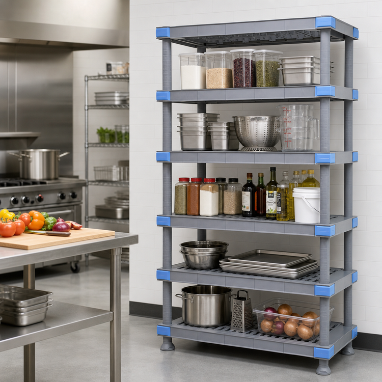 Product image #2 for Quantum Millenia 5-Shelf Gray Polymer Starter Shelving Unit, 54"W x 18"D x 74"H