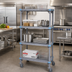Thumbnail image #2 for Quantum Millenia Mobile Polymer Shelving Unit with 4 Open-Grid Shelves, 24 x 18 x 74 Inches, Gray