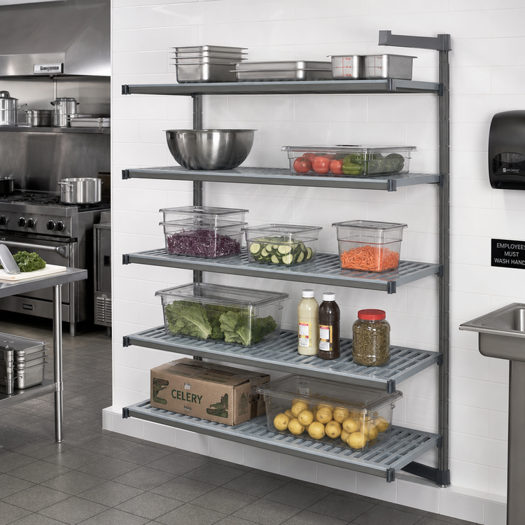 Product image #2 for Cambro Camshelving Basics Plus 5-Shelf Vented Add-On Shelving Unit, 21 x 48 x 72 Inches, Brushed Graphite