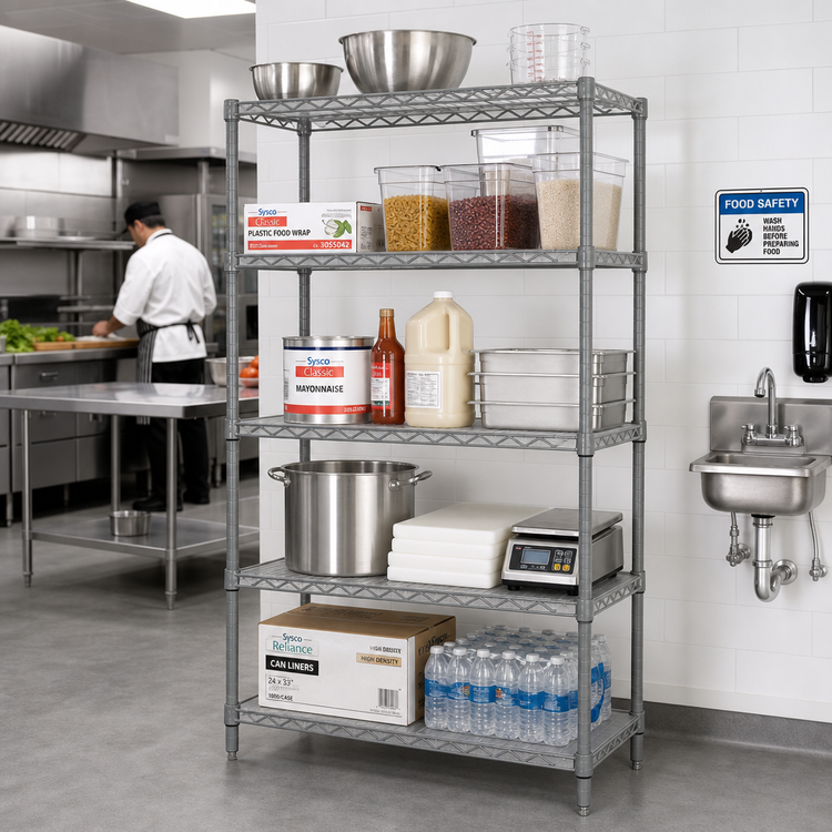 Product image #2 for Eagle Group Valu-Master 24" x 24" x 86" 5-Shelf Wire Starter Shelving Unit, Pewter Gray Epoxy