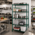 Thumbnail image #2 for Quantum 24 x 24 x 74 Inch 5-Shelf Wire Shelving Starter Kit, Green Epoxy Antimicrobial Finish