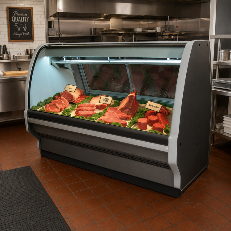 Product image #2 for Howard-McCray 40E Series 75.5-Inch Self-Contained Full-Service Curved Glass Red Meat Service Case