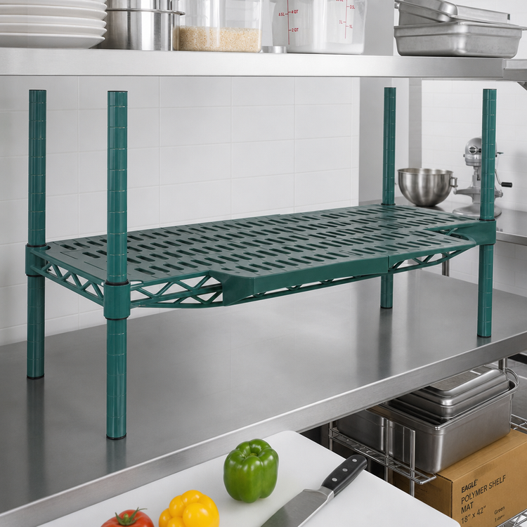 Product image #2 for Eagle QuadPLUS Louvered Polymer Shelf Mat with Wire Quad-Adjust Frame, 42 x 18 Inches, Green