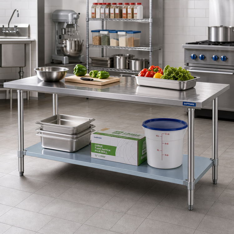Product image #2 for Sapphire Manufacturing 79 x 31-Inch Galvanized Steel Undershelf for Commercial Work Tables