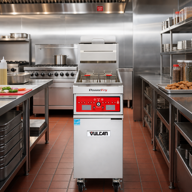 Product image #3 for Vulcan PowerFry3 High-Efficiency Gas Floor Fryer with Programmable Computer Controls, 85-90 lb Capacity, 21-Inch Wide