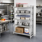 Thumbnail image #3 for Cambro Camshelving® Premium CPA242464V5480 5-Shelf Vented Add-On Polymer Shelving Unit, 24"W x 24"D x 64"H, Speckled Gray