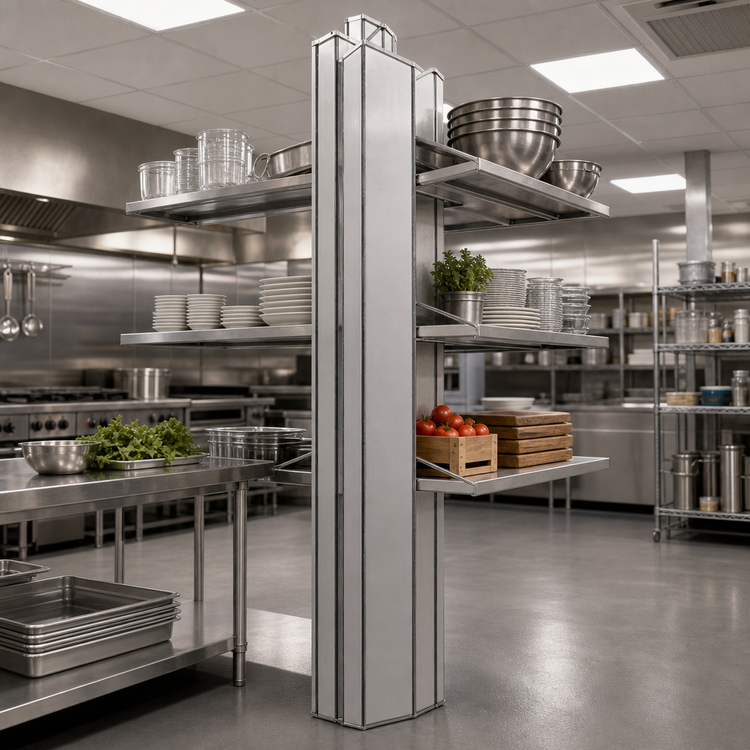 Product image #2 for 60-Inch Heavy-Duty Floor-to-Ceiling Back-to-Back Aluminum Upright for Cantilevered Shelving