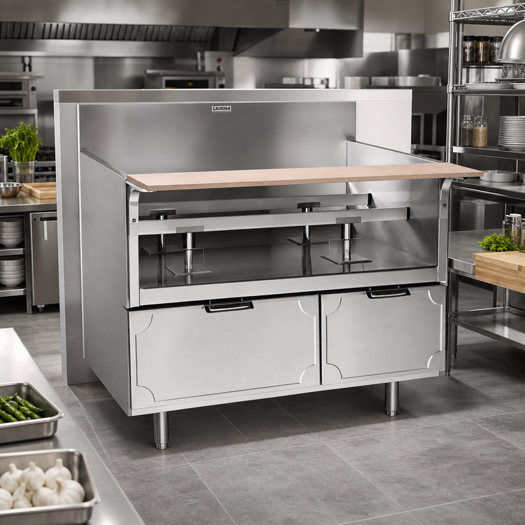 Product image #2 for La Rosa 66-Inch Dry-Drawer Equipment Stand with 3 Drawers and Richlite Cutting Board, 26.5-Inch Deep