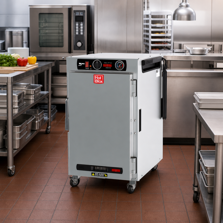 Product image #3 for Metro HotBlox™ Narrow 8-Pan Pass-Thru Undercounter Heated Holding Cabinet with Solid Front & Rear Doors