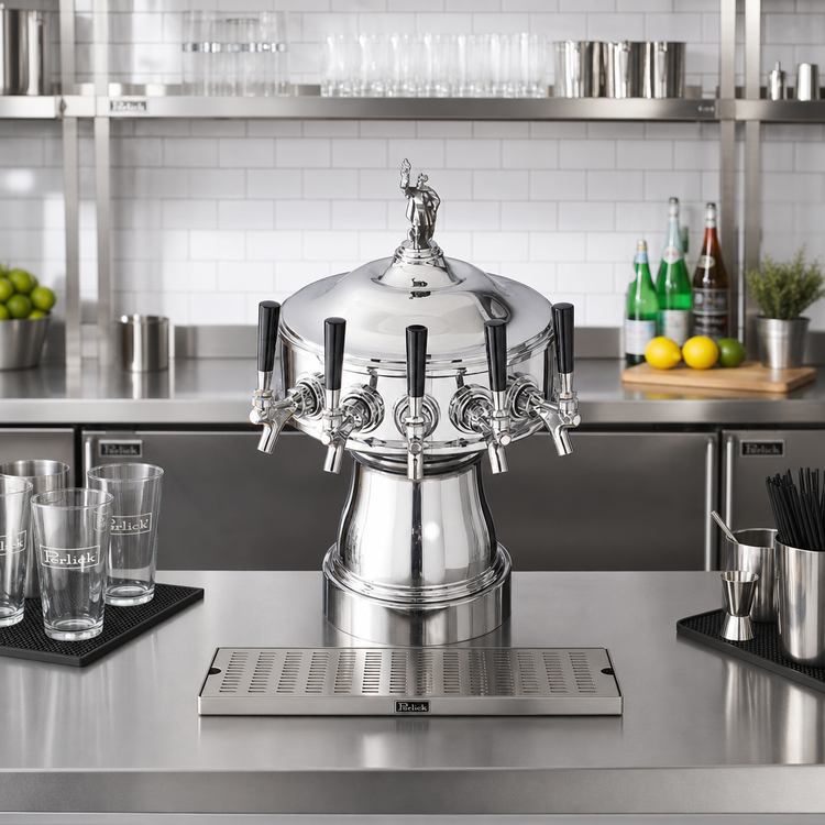 Product image #2 for Perlick Gambrinus 4-Faucet Glycol-Cooled Countertop Draft Beer Tower, Polished Chrome