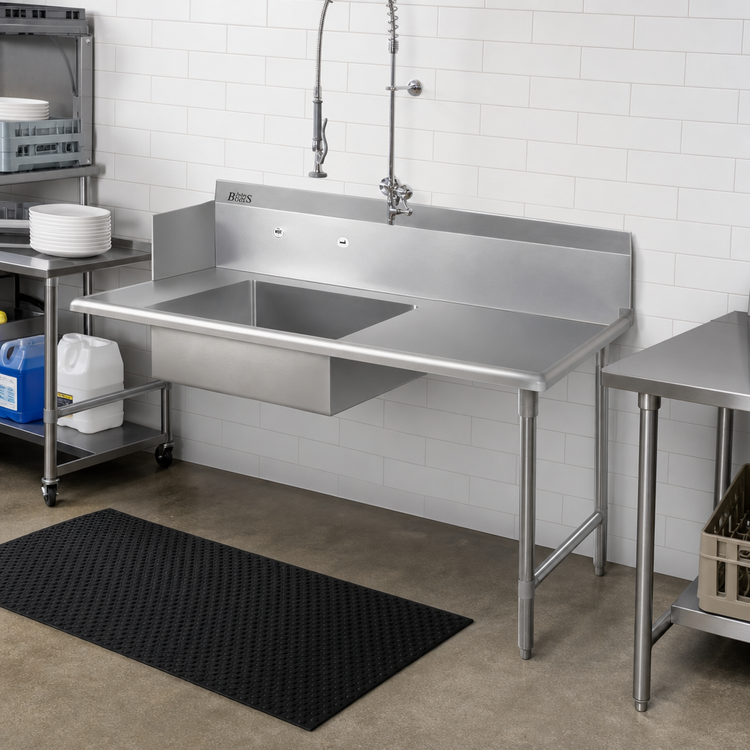 Product image #2 for John Boos Pro-Bowl 36-Inch Straight Soiled Dish Table with Right-to-Left Operation and 20-Inch Pre-Rinse Sink Bowl