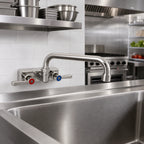 Thumbnail image #2 for BK Resources EVO-4SM-6 Commercial Backsplash-Mount Faucet, 4-Inch Centers, 6-Inch Swing/Swivel Spout, Ceramic Valves, Lead-Free