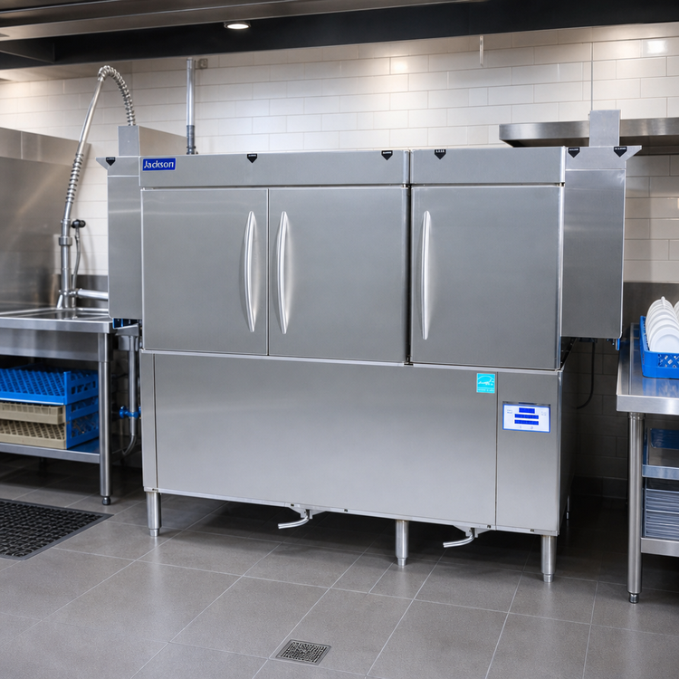 Product image #2 for Jackson RackStar 66CS Single-Tank High-Temperature Steam Tank Heat Rack Conveyor Dishwasher with 22" Pre-Wash