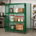 Thumbnail image #2 for Quantum 2436-63SECP-2 Stationary Wire Security Cage, 36"W x 24"D x 63"H, 2 Intermediate Shelves, Green Epoxy Finish