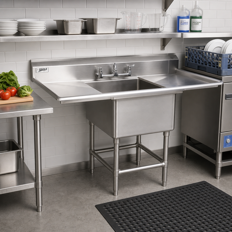 Product image #2 for Eagle Group Spec-Master 1-Compartment Stainless Steel Sink with 24-Inch Left Drainboard