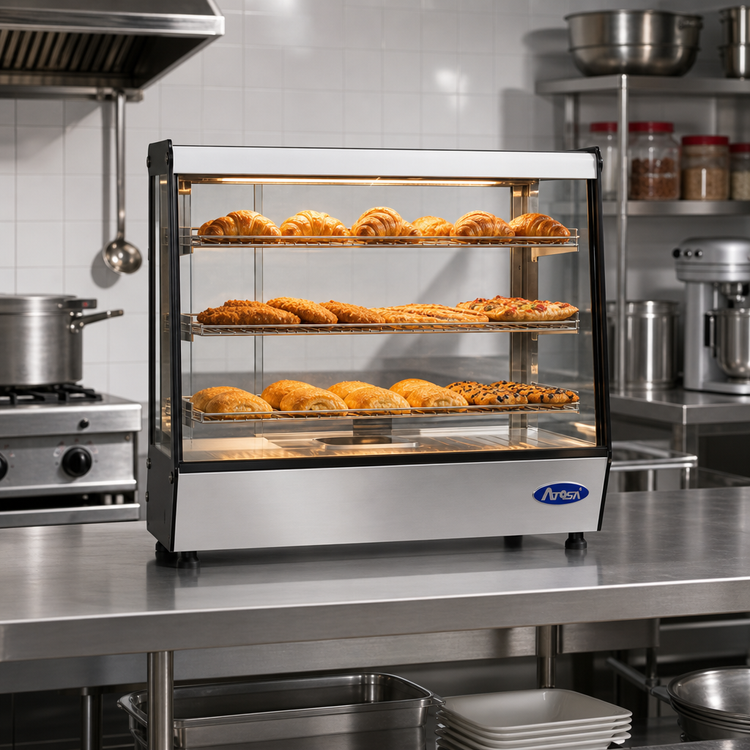 Product image #2 for Atosa Countertop Heated Display Case with Straight Front Glass, 5.3 Cu. Ft., Stainless Steel