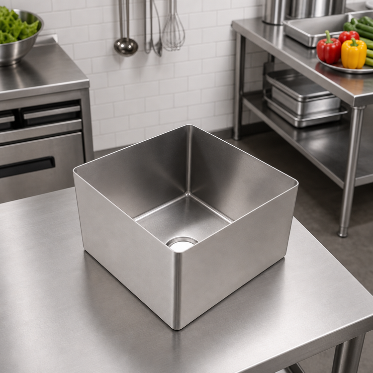 Product image #2 for Eagle Group Seamless Welded-In Fabricated Straight Wall Sink, 1 Compartment, 9 x 14 x 8 in., 304 Stainless Steel
