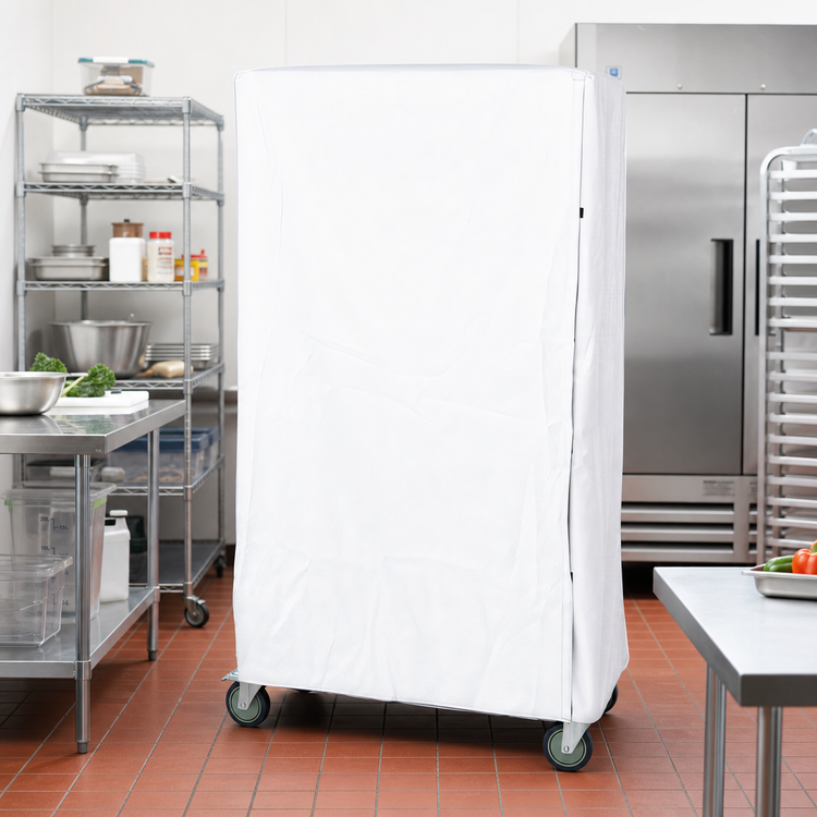 Product image #2 for Quantum 18 x 48 x 63 Inch Wire Cart Cover with Zipper Flap, White Nylon