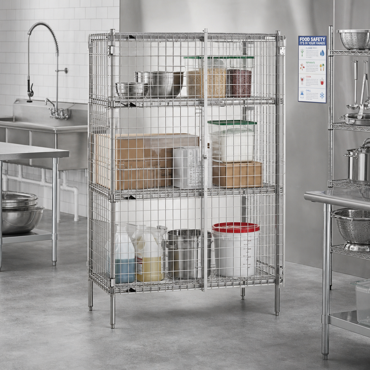 Product image #2 for Metro Super Erecta Stationary Stainless Steel Wire Security Cage Shelving Unit, 38-1/2 x 21-1/2 x 66-13/16 Inches