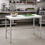 Thumbnail image #2 for Channel Manufacturing CT260 Poly Top Work Table, Stainless Steel Open Base with Side & Rear Crossrails, 60 x 24 x 34 Inches