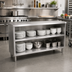 Thumbnail image #3 for John Boos Open Front Stainless Steel Dish Cabinet with Mid-Shelf, 60 x 18 x 35 Inches