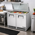 Thumbnail image #2 for 48-Inch Two-Section Refrigerated Sandwich/Salad Prep Table with Heavy-Duty Flat Glass Lid and 18-Pan Top